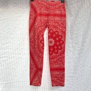 Red bandanna print leggings